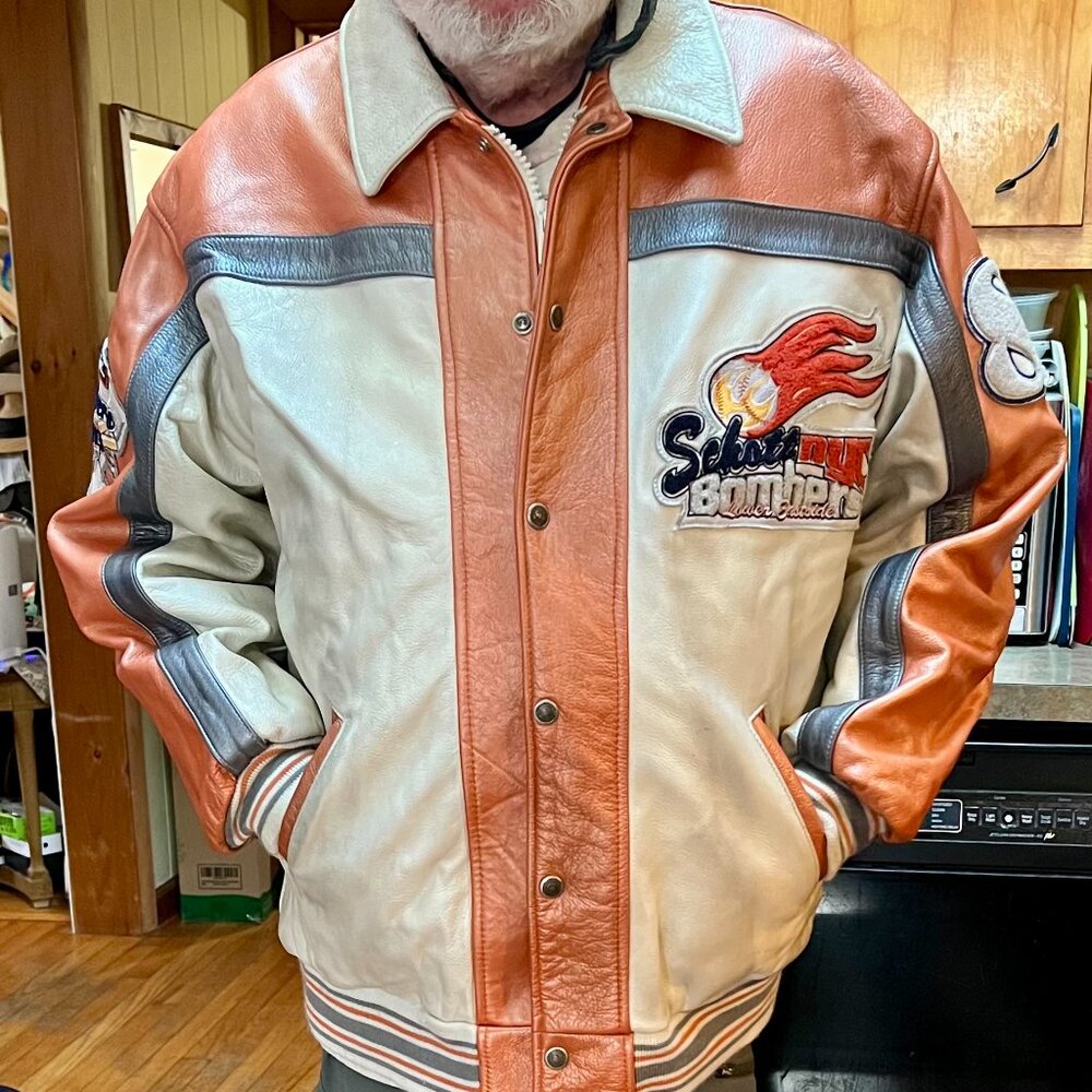 Schott NYC bomber leather jacket vintage baseball XL EUC